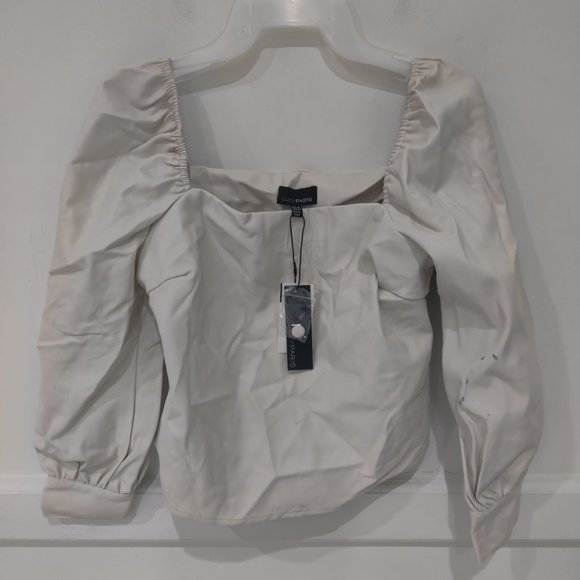 SOILED Lucy Paris Womens Crop Top Faux Leather Square Neck Top Size M $80 2A088 - Picture 1 of 3